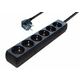 Transmedia 6-way power strip, 5,0 m cable, Black