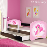 Dječji krevet ACMA s motivom, bočna wenge + ladica 180x80 07 Pink Fairy