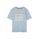 BOSS Majica golublje plava / cappuccino / prljavo bijela