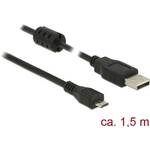Delock USB kabel USB 2.0 USB-A utikač, USB-Micro-B utikač 1.50 m crna s feritnom jezgrom 84902