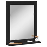 vidaXL Kupaonsko ogledalo s policom crno 50x12x60 cm konstruirano drvo