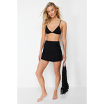 Trendyol Black Woven Tied Textured Linen Blend Beach Shorts Skirt crna