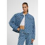 Women's shirt jacket 80's Oversized blue/light blue plava