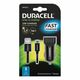 Duracell Autopunjač – Uni 1xUSB + MicroUSB cable 1m - 2.4A - Black