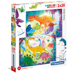 Smiješni dinosauri Supercolor 2u1 puzzle 2x60kom - Clementoni
