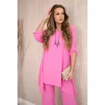 Kesi Włoski Set of blouse + pants with pendant light pink roze