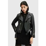 Kožna jakna AllSaints BALFERN BIKER za žene, boja: crna, za prijelazno razdoblje, W084LB