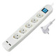 Transmedia 5-way power strip with 2x USB, white, 1,5m TRN-NV58-1,5WL