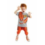 Denokids Roar Tiger Orange Boy's Summer T-shirt Capri Shorts Set narančasta, kremasta, tamnocrvena