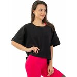 Nebbia Organic Cotton Loose Fit "The Minimalist" Crop Top Black XS-S