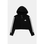 Dječja dukserica adidas boja: crna, s kapuljačom, s aplikacijom, JJ0956