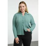 Trendyol Curve Mint Knitwear Plus Size Cardigan kaki