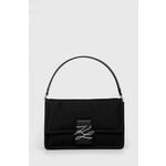 Torba Karl Lagerfeld boja: crna - crna. Mala torba iz kolekcije Karl Lagerfeld. na kopčanje model izrađen od ekološke kože. Model se lako čisti i održava.