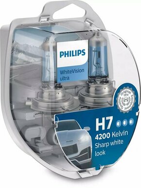 Philips WhiteVision Ultra H1/H4/H7 + W5W (12V) - do 60% više svjetla - do 35% bjelije (4200K)Philips WhiteVision Ultra H1/H4/H7 + W5W (12V) - up to H7W5W-WVUL-2