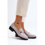 VINCEZA Women's Gray Patent Loafers Nerilaja siva