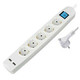 Transmedia 5-way power strip with 2x USB, white, 3m TRN-NV58-3WL