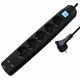 Transmedia 5-way power strip with 2x USB, black, 1,5m TRN-NV58-1,5L