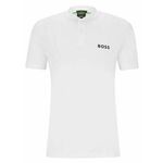 Muški teniski polo BOSS x Matteo Berrettini Slim-Fit Polo Shirt With Boomber-Style Collar - white