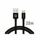 SWISSTEN kabel USB/microUSB, platneni, 3A, 2m, crni