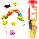 Tooky Toy drvene perle s rupama i špagom 13 el.