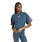 Majica kratkih rukava za fitness ženska ponoćno plava