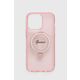 Guess GUHMP15XHRSGSP Apple iPhone 15 Pro Max hardcase Ring Stand Script Glitter MagSafe pink