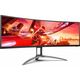 AOC Agon AG493UCX2 monitor, VA, 49", 32:9, 5120x1440, 165Hz, pivot, USB-C, HDMI, Display port, USB