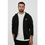 Dukserica adidas Originals za muškarce, boja: crna, s kapuljačom, glatka - crna. Dukserica s kapuljačom iz kolekcije adidas Originals izrađena od elastične pletenine. Model s mekano podstavljenim središtem za mekoću i dodatnu toplinu.