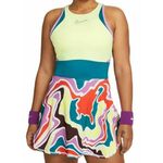 Ženska teniska haljina Nike Court Dri-Fit Slam Dress - lemon chiffon/green abyss/white