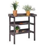 vidaXL Stol za biljke s policama sivi 78x38x82,5 cm masivna jelovina