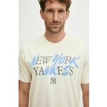 Pamučna majica 47 brand MLB New York Yankees za muškarce, boja: bež, s tiskom, BB017TEPUFF636101Y0