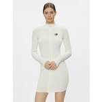 Tommy Jeans Džemper haljina Badge DW0DW17525 Bijela Slim Fit