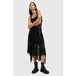 Suknja AllSaints LUNA boja: crna, midi, širi se prema dolje, W013RB