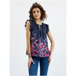 Orsay Dark blue Ladies Floral Blouse with Frill - Women plava