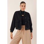 Bigdart 0688 Double Pocket Crop Jacket - Black crna