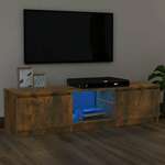 TV ormarić s LED svjetlima boja dimljenog hrasta 140x40x35 5 cm