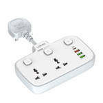 Power strip with 2 AC outlets LDNIO SC2413, 3x USB, 1x USB-C, 2500W (white)