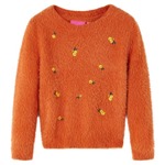 vidaXL Dječji džemper pleteni tamnonarančasti 128