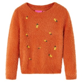 VidaXL Dječji džemper pleteni tamnonarančasti 128