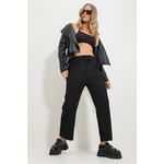 Trend Alaçatı Stili Women's Black Elastic Waist Wide Trousers crna