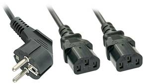 LINDY struja Y-kabel [1x sigurnosni utikač - 2x ženski konektor IEC c13