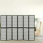 vidaXL Sklopiva sobna pregrada 6 panela japanski stil 240x170 cm crna