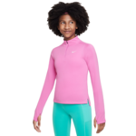Majica kratkih rukava za djevojčice Nike Dri-Fit Long Sleeve 1/2 Zip Top - playful pink/white