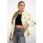 Turecki Cotton jacket with a colorful print ecru+yellow bijela