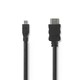 Kabel NEDIS, HDMI (M) na micro HDMI (M), crni, 1.5m, ethernet, pozlaćeni, polybag