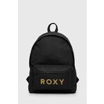 Ruksak Roxy za žene, boja: crna, veliki, s aplikacijom - crna. Ruksak iz kolekcije Roxy. Model izrađen od tekstilnog materijala.