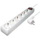 Transmedia 6-way power strip, White, 1,4m TRN-NV-3WL