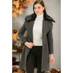 Z6643 DEWBERRY WOMEN'S COAT-FLAT OPEN ANTHRACITE siva