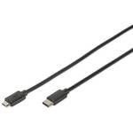 Digitus USB kabel USB 3.2 gen. 1 (USB 3.0) USB-C™ utikač, USB-Micro-B 3.0 utikač 1.80 m crna okrugli, utikač primjenjiv s obje strane, dvostruko zaštićen
