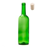 Staklena boca za vino BORDEAUX zelena 750 ml sa čepom